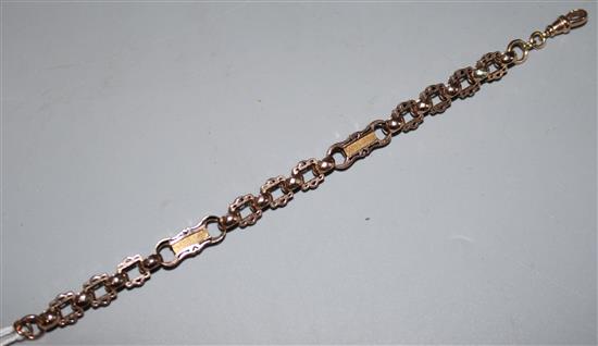 A 9ct gold Victorian style bracelet, 7.25in.